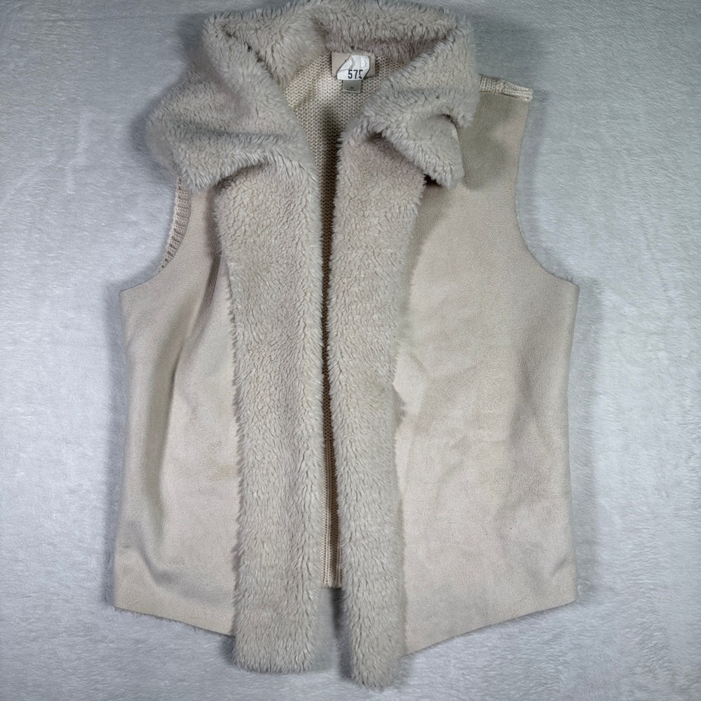 LOFT Outlet Women's Cream Faux Suede Sherpa Lined Vest Size‎ Medium